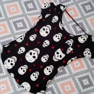 Skull and rose print blouse